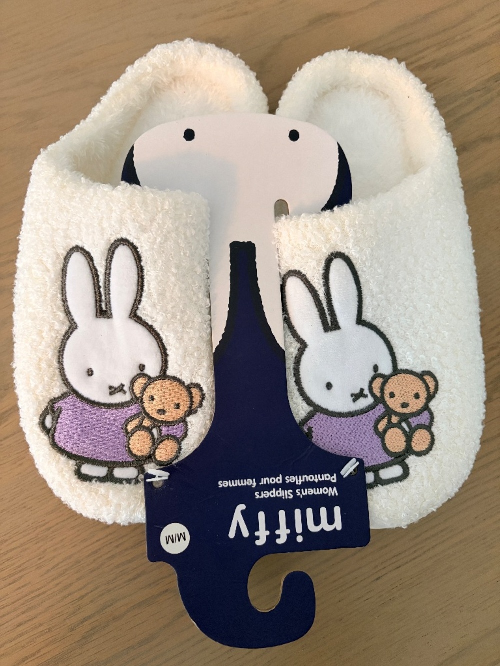 Miffy, Plush Slippers, Miffy, With Teddy Bear, Womens, Size M, NEW With Tags